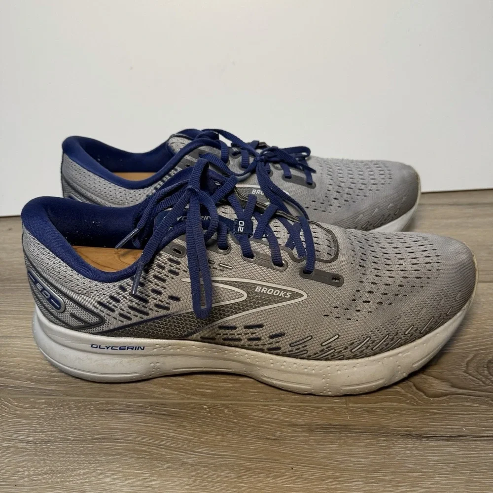 Brooks Glycerin 20 Mens Gray And Blue Running Shoes 1103821D070 Size 13 D